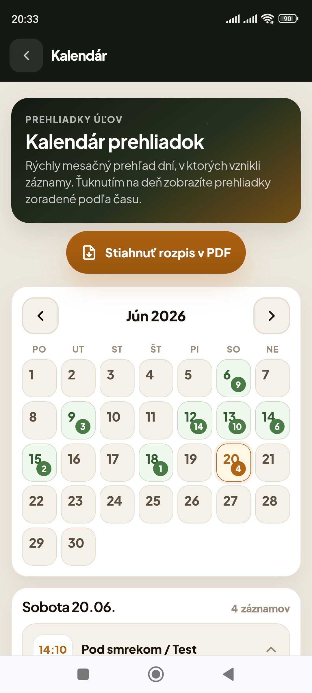 Kalendár prehliadok úľov